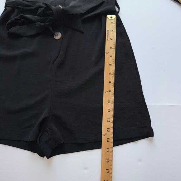 Entro Black Romper Women’s S Button Front Tie Waist 3/4 Sleeve One Piece Casual - Picture 13 of 16